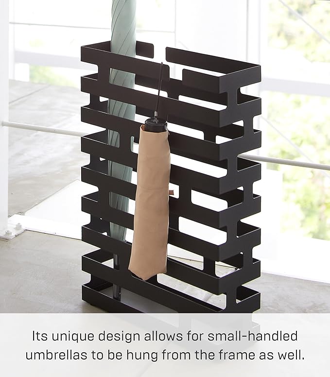YAMAZAKI Home Brick Umbrella Stand - Storage For Umbrellas & Walking Canes - Steel - Holds 8 Umbrellas