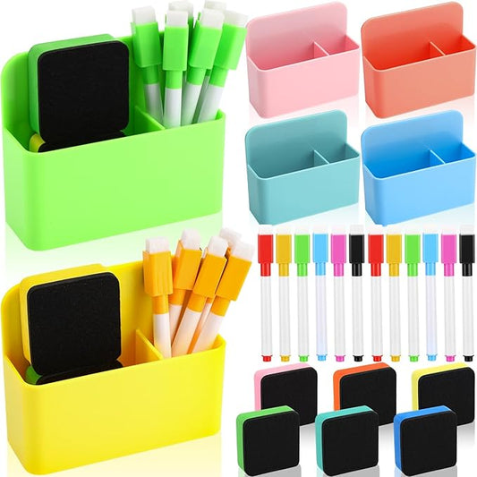 6 Pcs Magnetic Dry Erase Marker Holder for Whiteboard, Magnet Pencil Storage Organizer for Office Refrigerator Locker Classroom Organization Metal Cabinets