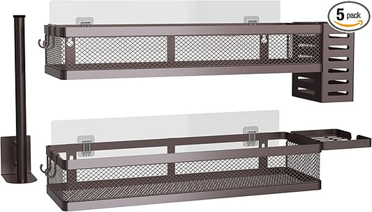 PUSDON Metal Wall Hanging Basket 2 Packs DIY Suitable for Multiple Scenes - Large Bronze Netting Suit