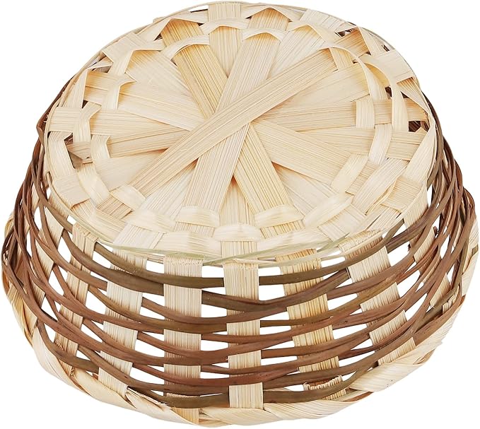 10 Pack Bamboo Woven Basket, 7 x 7 x 2.4 Inch Round Fruit Bread Food Storage Basket for Home Kitchen Restaurant