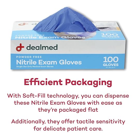 Dealmed Nitrile Exam Gloves – 90 Count X-Large (Pack of 1) Disposable, Non-Irritating, Latex Free, Multi-Purpose for First Aid Kit, Medical Facilities & More