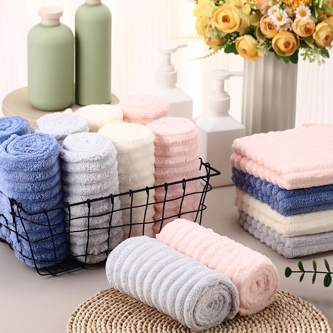 40 Pack Bleach Proof Towels Microfiber Absorbent Resistant Hair Hand Towels Bulk Quick Dry for Barber Gym Bath Spa Shaving (Morandi Color,Stylish)