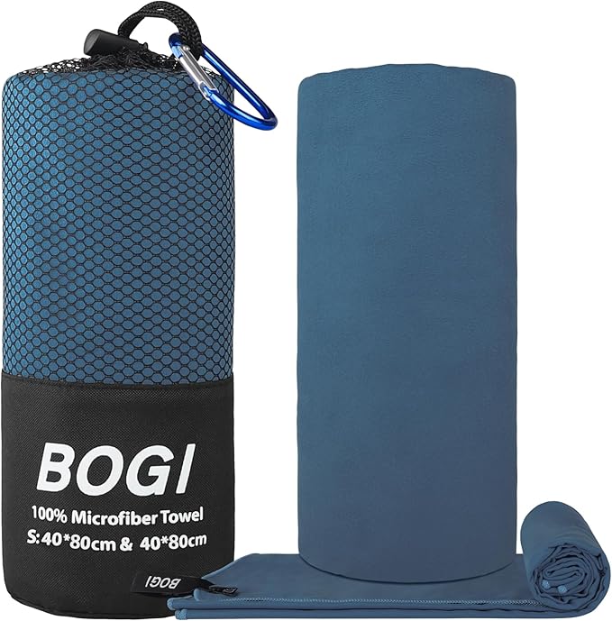 Microfiber Travel Sports Towel-Quick Dry Towel, Soft Lightweight Microfiber Camping Towel Absorbent Compact Travel Towel for Camping Gym Beach Yoga Swimming Backpacking (S:16''x32'',2Pcs-Nblue)