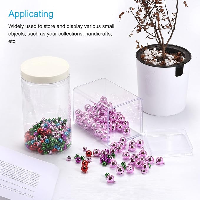 MECCANIXITY Clear Acrylic Plastic Storage Box Square Cube Display Case with Lid, 6.1x6.1x6.1cm Container Box for Small Item, Pack of 4