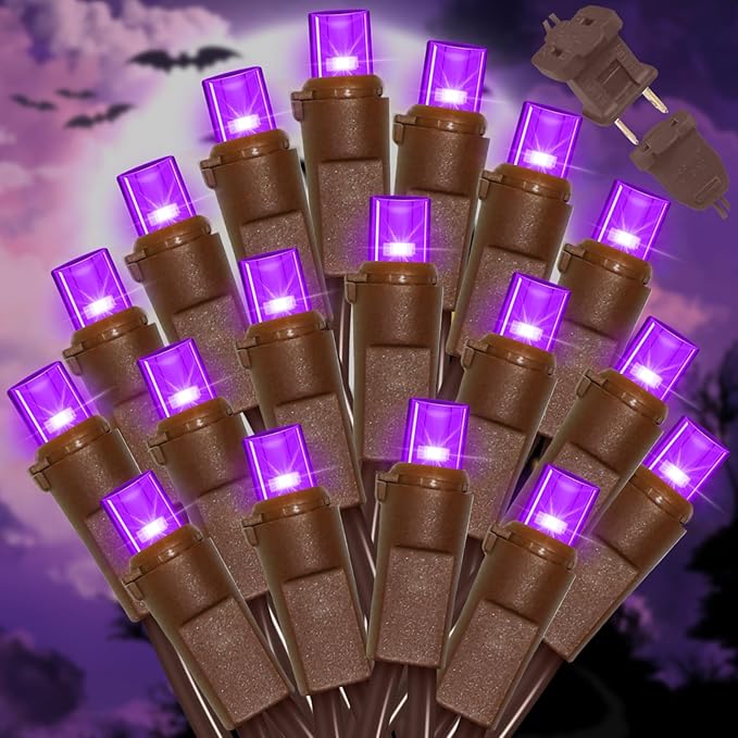 LAMPHOME Purple Halloween Lights, 21.6FT100 LED Halloween String Lights, Waterproof & Connectable Mini Christmas Light, Plug in for Indoor Outdoor Holiday Christmas Party Bedroom Decorations