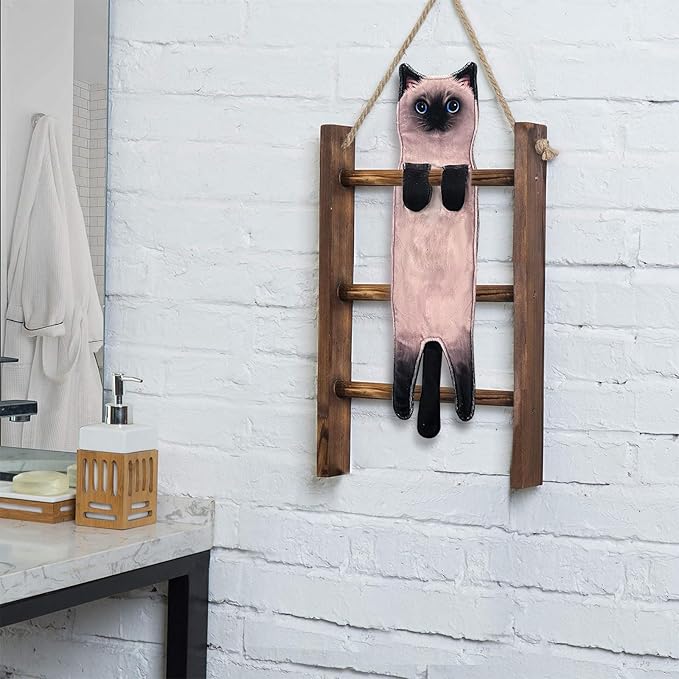 PAT JUUMG Funny Cat Hand Towels for Bathroom Kitchen, Cute Home Decorative Hanging Face Towels, Super Absorbent Soft, Cat Lovers Gifts for Women, Housewarming Gift