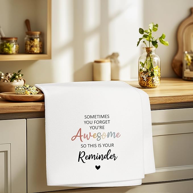 Inspirational Towels Gifts for Women Men, Motivational Towels for Kitchen Bathroom Decor, Sometimes You Forget Your Awesome Decoration Gifts (16x24 inches)