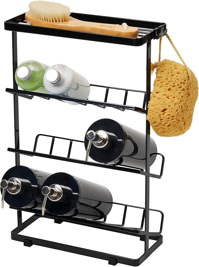 YAMAZAKI Home Tower Bath Rack - Bathroom Shower Storage Holder, Caddy Shelf Organizer - Medium, 17" - Steel - Holds Up To 9 Dispensers