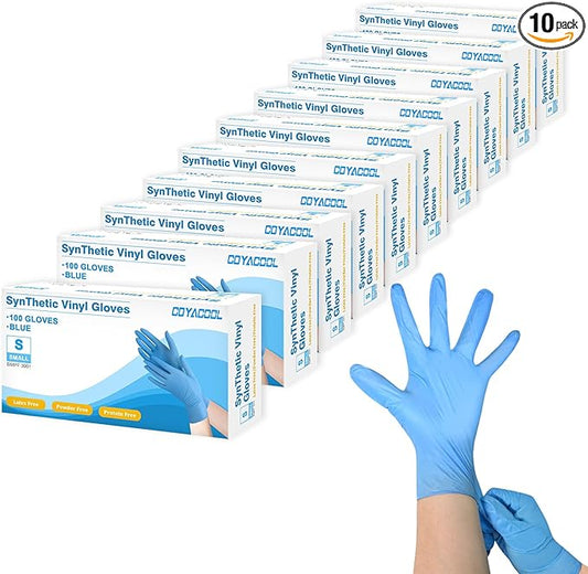 Disposable Gloves Small, Nitrile and Vinyl Blend Material Gloves, Latex Free, 4 Mil,1000 Pc. Food Grade Glove for Cleaning, Food Prep, Hair Dye, Tattoo, Blue