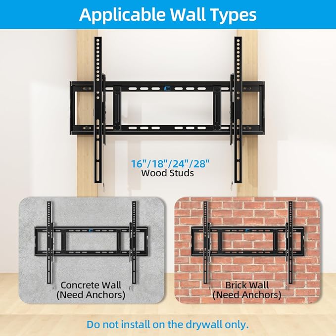 HOME VISION Heavy Duty Tilt TV Wall Mount Bracket for 48-120 Inch Flat/Curved TVs, 200Lbs Capacity, Fits 16/18/24 Inch Studs, Max VESA 800x600mm for LED OLED LCD