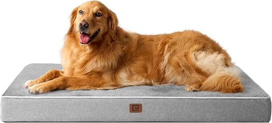 EHEYCIGA Memory Foam Dog Bed Orthopedic 47"x29"，Waterproof Pet Bed for XXLarge Dog Bed ，Washable Pet Mat with Removable Cover, Grey