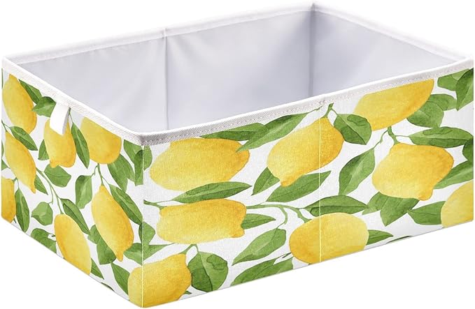 Bolaz Yellow Lemon Closet Organizers Storage Cubes Storage Bins Shelf Baskets Containers for Home Kids Room Toys Office,Rectangle