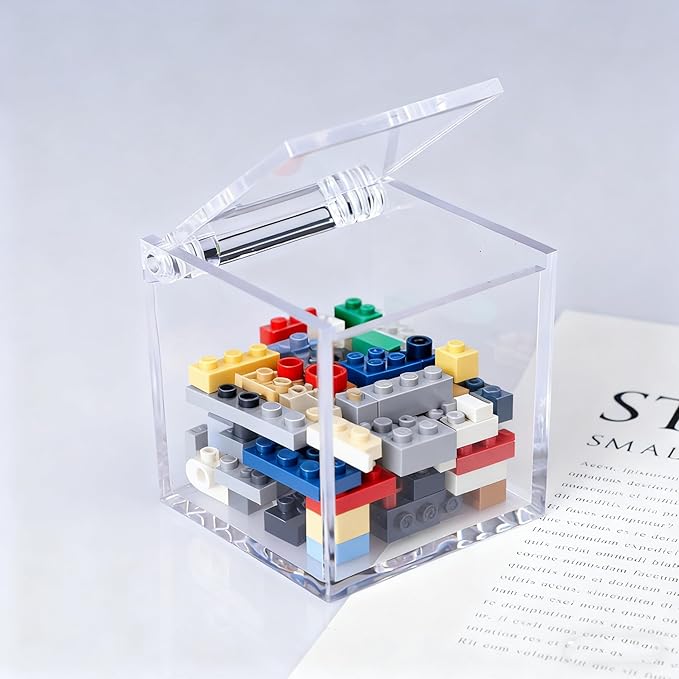 Acrylic Box Clear Hinge Lid Box with Lid Small Clear Display Multipurpose Storage Contanier for Keepsakes, Jewelry, Trinkets