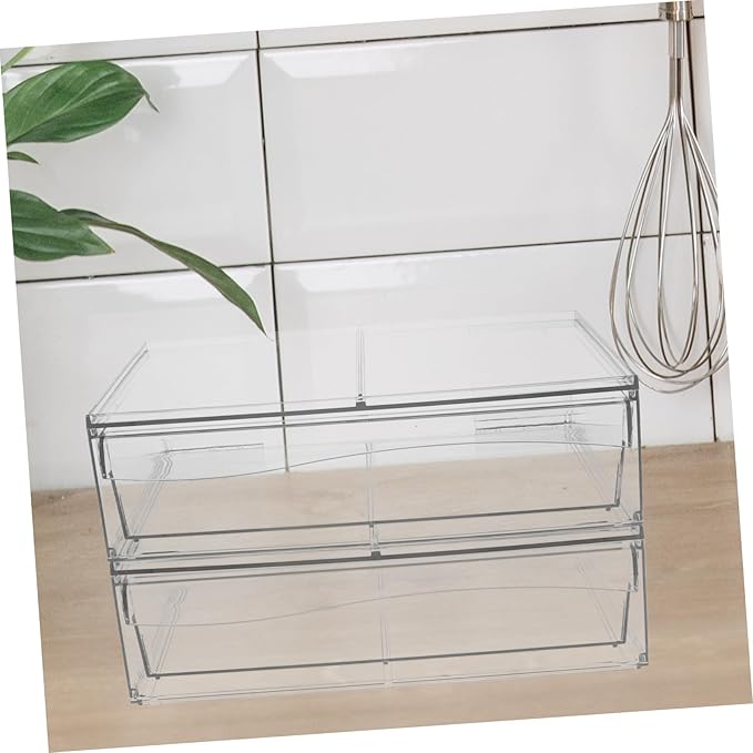 2pcs Stackable Acrylic Makeup Organizer Bins Drawer for Desktop Storage Cosmetic Storage Box for Vanity and Bathroom for Keeping Essentials Organized