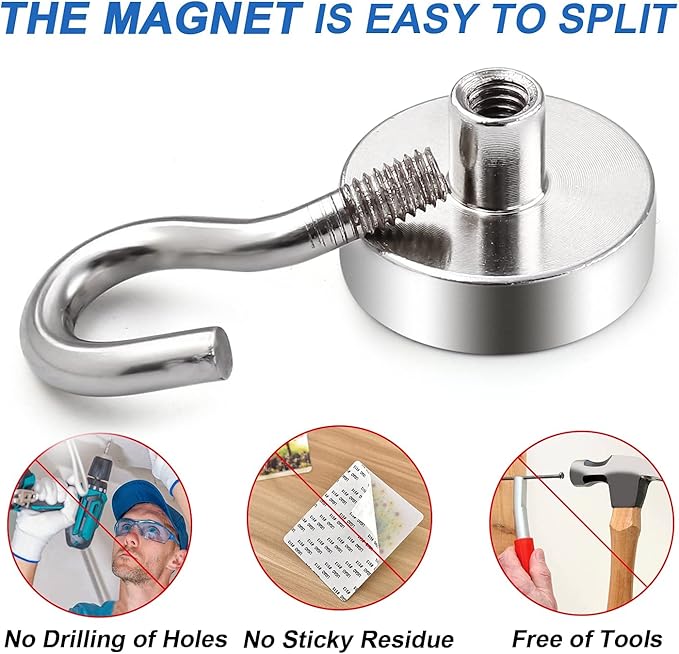 LOVIMAG Strong Magnetic Hooks, 30Lbs Magnetic Hooks Neodymium Magnets with Hooks for Refrigerator, Magnetic Cruise Hooks for Hanging, Classroom, Office, and Kitchen - Pack of 150