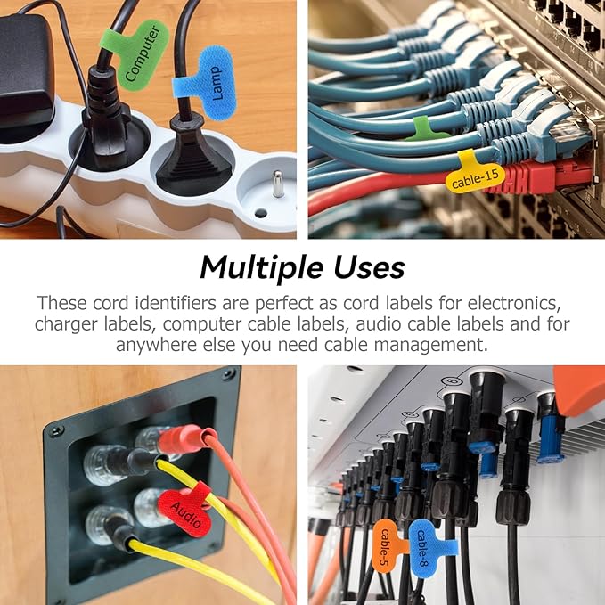 60 PCS Multi-Color Write On Wire Labels for Cable Management and Identification
