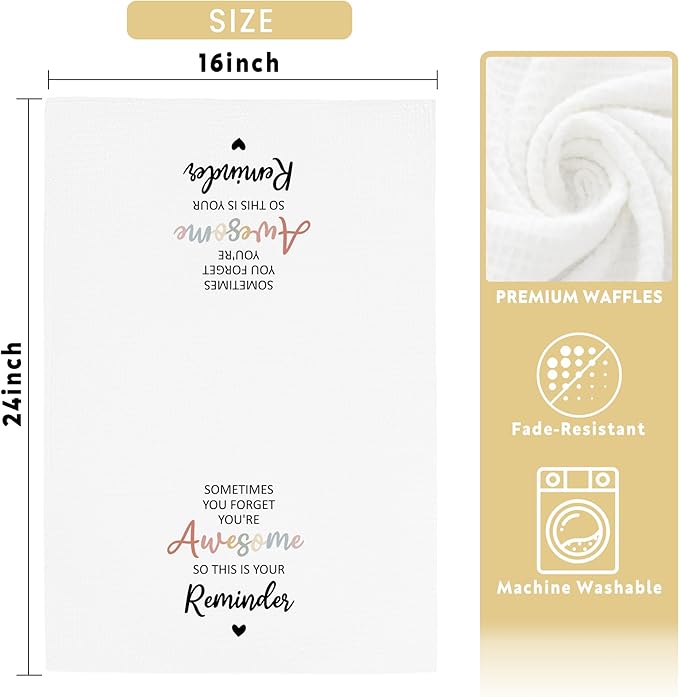 Inspirational Towels Gifts for Women Men, Motivational Towels for Kitchen Bathroom Decor, Sometimes You Forget Your Awesome Decoration Gifts (16x24 inches)