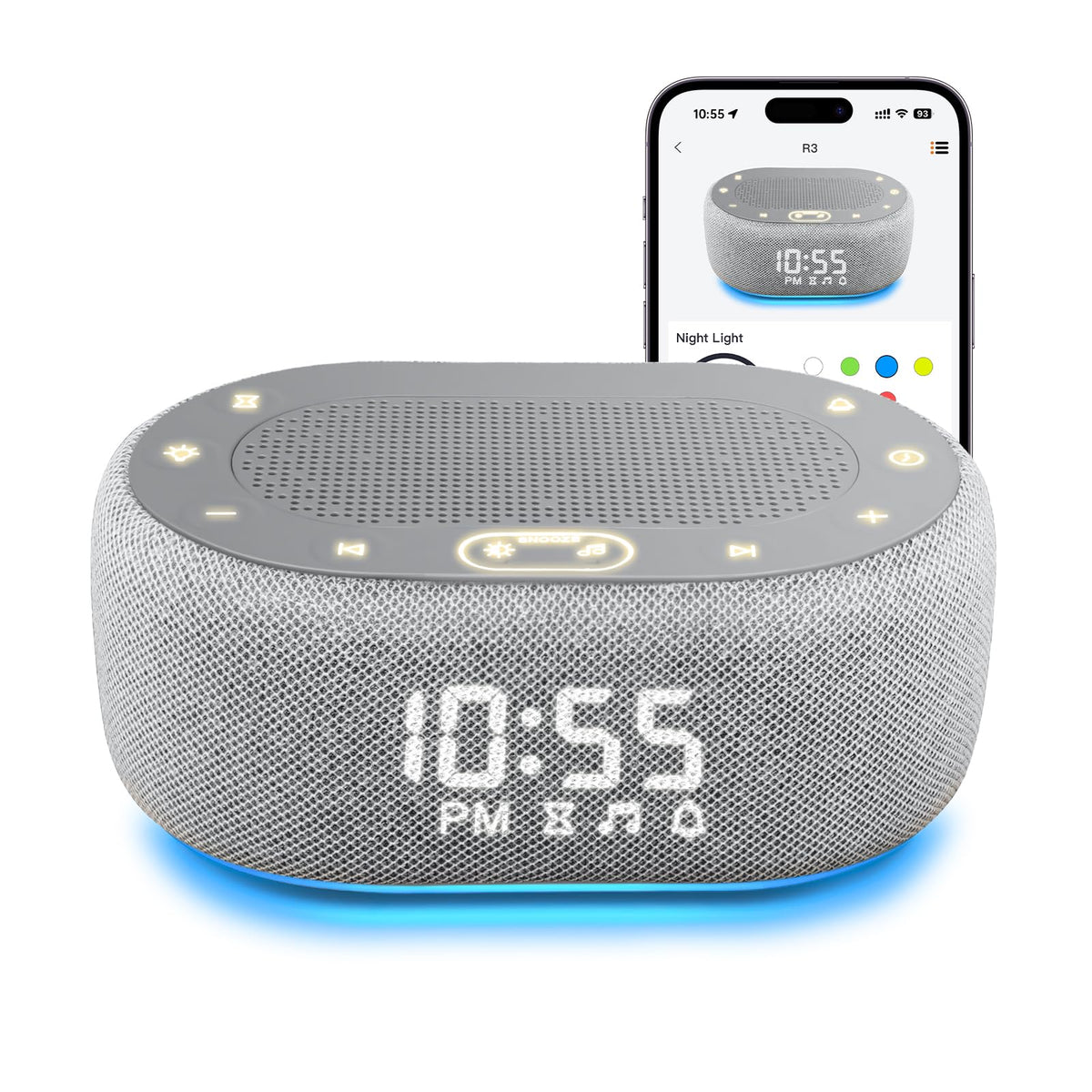 1Mii White Noise Machine with Alarm Clock, Sound Machine for Sleeping