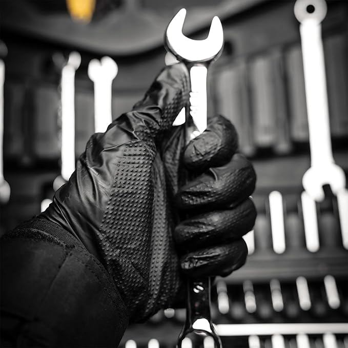 Glove Station Disposable Nitrile Gloves - 100-Count - Medical-Grade Non-Latex Gloves for Kitchen, Cleaning, and Cooking - Textured for Better Grip 8MM-M-Black