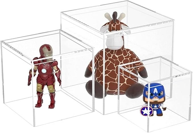 KissYou Acrylic Box with Lid 2 Pieces Clear Square Cube Jewelry Storage Box Small Plastic Containers for Weddings, Candies & Accessories
