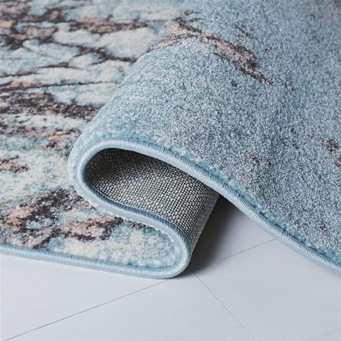 SAFAVIEH Glacier Collection Accent Rug - 2'7" x 5', Blue & Pink, Modern Abstract Design, Non-Shedding & Easy Care, Ideal for High Traffic Areas in Entryway, Living Room, Bedroom (GLA125L)
