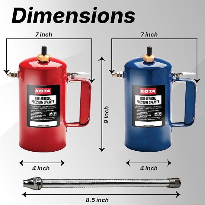 LAUCO Non Aerosol Pressure Sprayer - Refillable Pressurized Sprayer Bottle for Oil, Solvent, Degreasers, Lubricants - Rechargeable Steel Canister with Brass Nozzles, 32oz