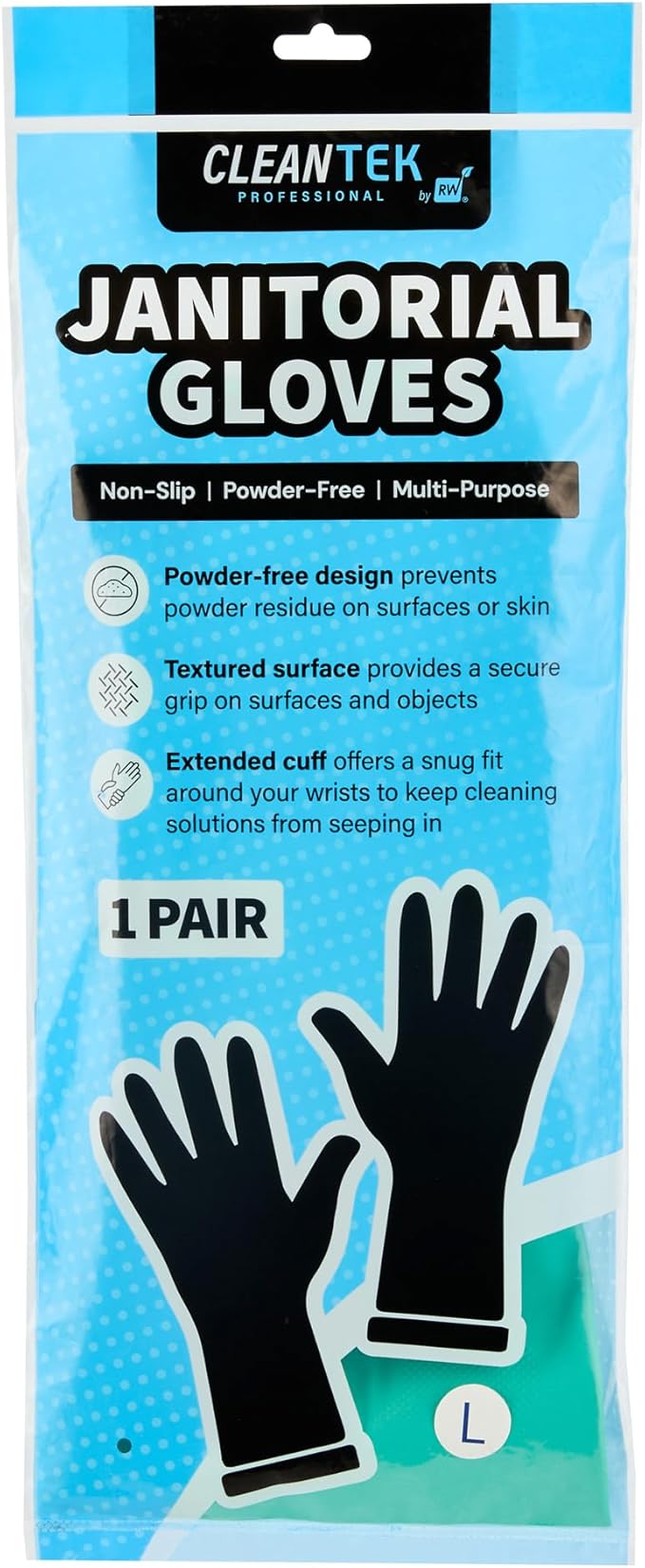 Green Cleaning Gloves 10 Pairs 15 Mil Thick Large Heavy-Duty Nitrile Gloves With Long Cuff No-Latex Flock Lining For Use In Hospitals, Laboratories, Kitchens and Households