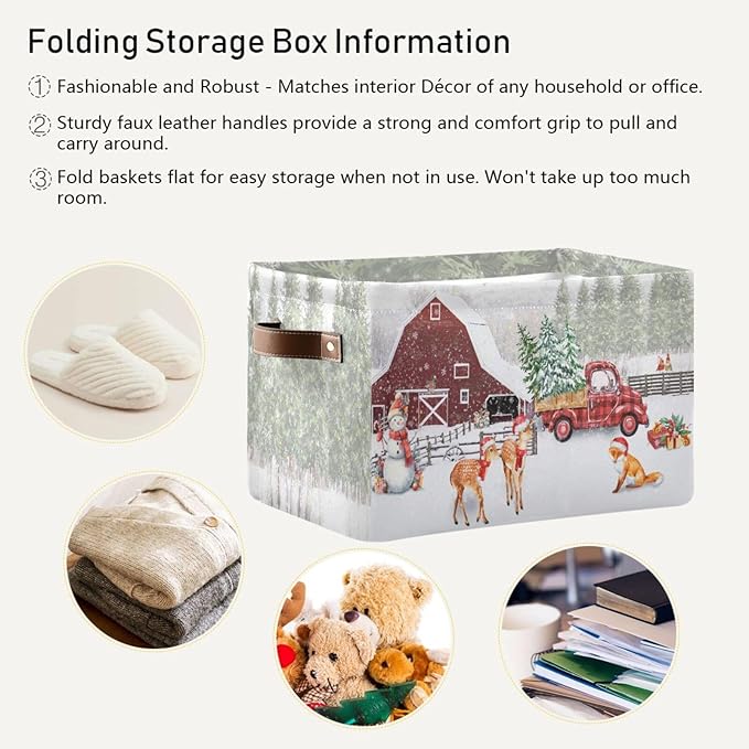 Christmas Rectangular Storage Basket Organizer Bin Shelf Baskets For Clothes Gifts For Home Office Dorm