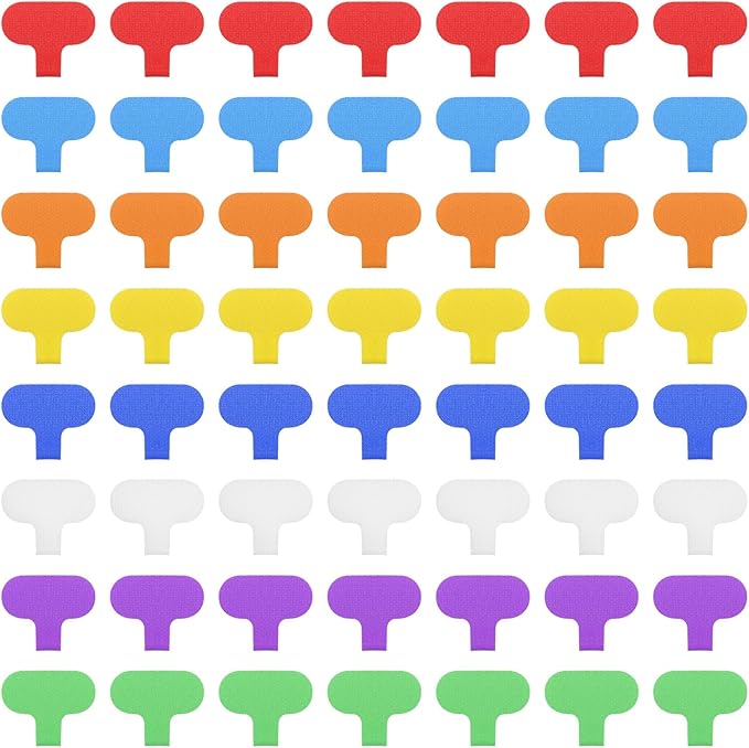 56Pcs Multi Color Durable Cable Lables with Writable Surface, Waterproof Wire Labels Self-Adhesive Nylon Wrap-It CableLabel for Electronics,Industrial Cable Management(1.5" x 0.63")