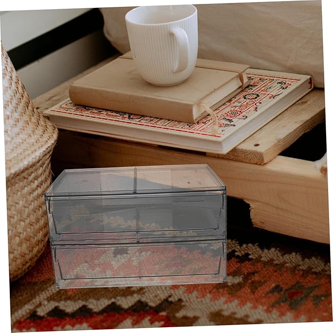 2pcs Acrylic Makeup Organizer Box Drawer Detachable Desktop Storage for Cosmetics Bathroom Accessories and Items and Easy to Clean