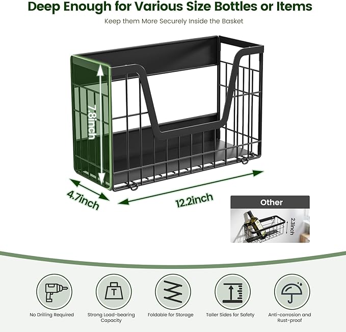 Heavy Duty Magnetic Shelf Basket for Fridge(2-Pack), Foldable Magnetic Storage Basket, No Assembly Space Saving Fridge Organizer for Fruits, Veggies, Snacks & Laundry