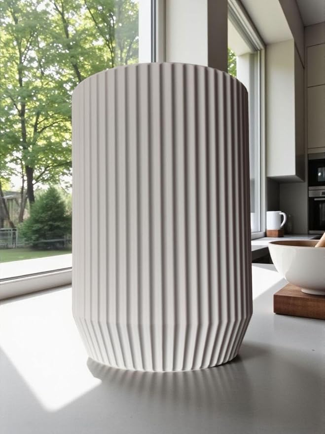 Minimalist Compatible with Kitchen Utensil Holder | Modern Ribbed Countertop Organizer | Elegant Eco Friendly Compatible with Handcrafted Compatible with Kitchen Decor