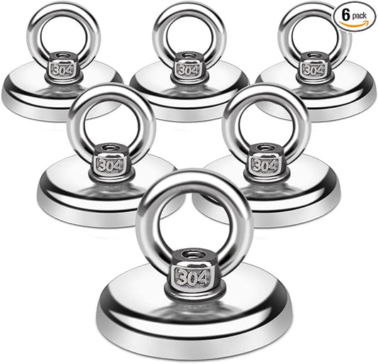 E BAVITE Magnetic Hooks, Heavy Duty Magnetic Hooks with Countersunk Hole Eyebolt, Perfect for Home, Kitchen, Workplace, Office and Garage, Pack of 6