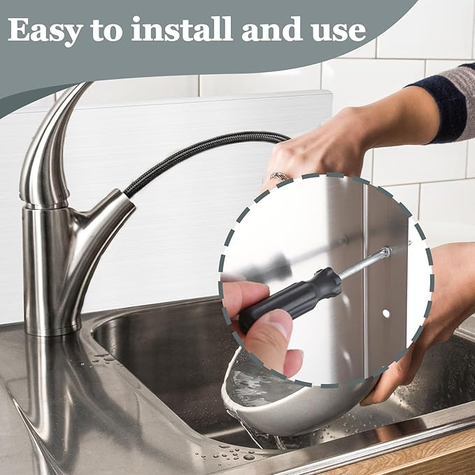 2 Pcs Stainless Steel Side Splash Guard for Sink, Wall Mount Guard with Screws, Commercial Restaurant Hand Sink and Compartment Prep Sink, Kitchen Sink Splash Protector Supply(16 x 12 Inch)