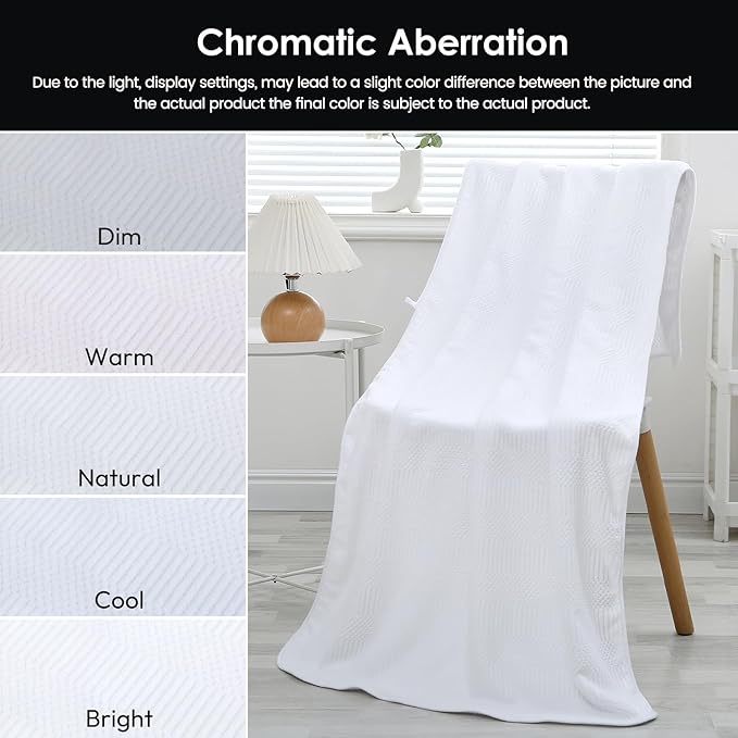 Bath Towels Set, Large Microfiber Body Towel for Adult, 2 Pack, 30" x 60", Oversized, Soft, Super Absorbent, Fast Drying, Use for Sport, Fitness, Yoga, Fleece Diamond Cross Grid White