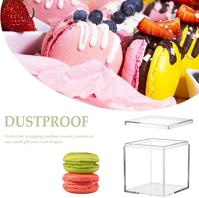 KissYou Acrylic Box Clear Square Cube 12 Pieces Jewelry Storage Contanier Small Plastic Candy Boxes Jewelry Containers Easter Party Favor