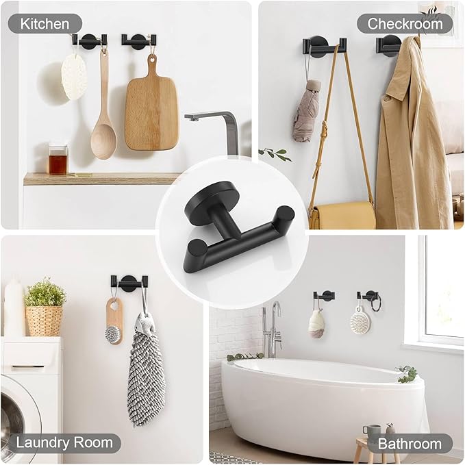 TNOMS 5 Pieces Towel Bar Set Matte Black Bathroom Hardware Accessories Set Stainless Steel Towel Racks Set for Bathroom,Wall Mounted 23.6 Inch Bathroom Hardware Set