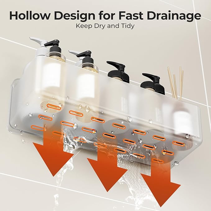 Orimade Shower Caddy 3-Pack – No-Drill Adhesive Bathroom Shelves, Rustproof ABS, Clear