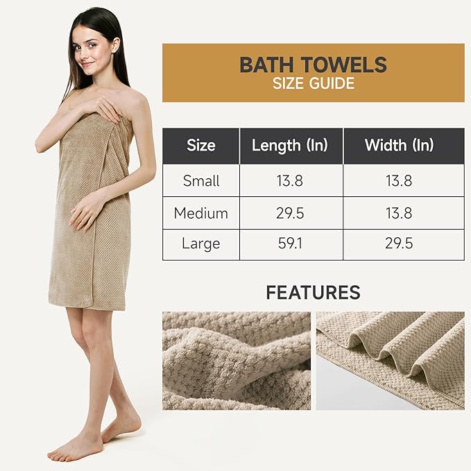 REDKISS 6-Piece Bath Towel Set - 2 Washcloths, 2 Hand Towels, 2 Bath Towels — Ultra-Fiber Coral Fleece, Super Absorbent, No Lint & No Fading — Perfect for Bathroom, Spa, Gym — Family & Adults-Camel