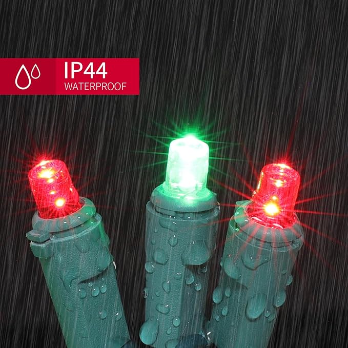 LAMPHOME Red Green Christmas Lights, Christmas Decorative Mini Lights,100LED 21.6FT Indoor Christmas Tree Lights, Outdoor Fairy Starry String Lights Plug in for Tree House Yard Outside Xmas Decor