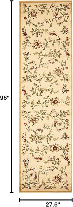 SAFAVIEH Lyndhurst Collection Runner Rug - 2'3" x 8', Ivory & Multi, Traditional Floral Design, Non-Shedding & Easy Care, Ideal for High Traffic Areas in Living Room, Bedroom (LNH552-1291)
