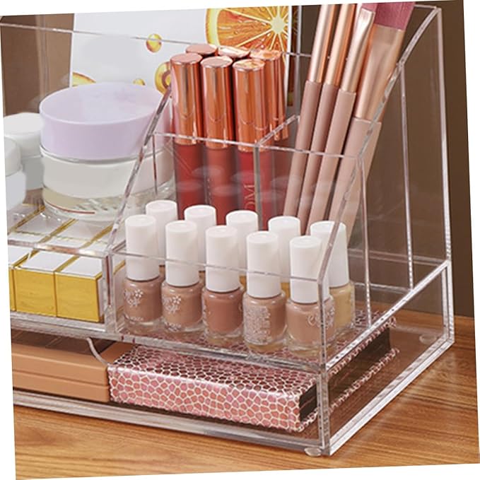 Compartment Storage Box Transparent Acrylic Desktop Organizer for Office Supplies Makeup Jewelry and Accessories Multi Drawer Storage for Use