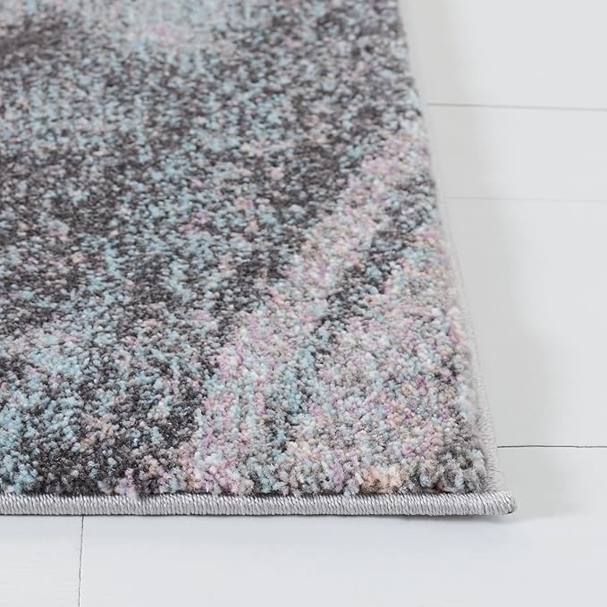SAFAVIEH Glacier Collection 2'3" x 8' Pink / Blue GLA126U Modern Abstract Non-Shedding Living Room Entryway Foyer Hallway Bedroom Runner Rug
