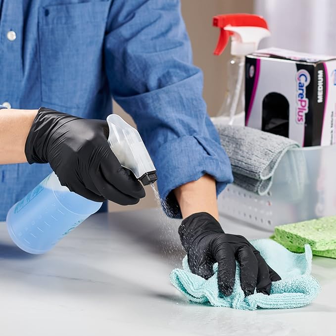 CARE PLUS Nitrile Gloves for Medical Use - Powder & Latex-Free - Black/Blue - S, M, L, XL - 100, 200, 1000