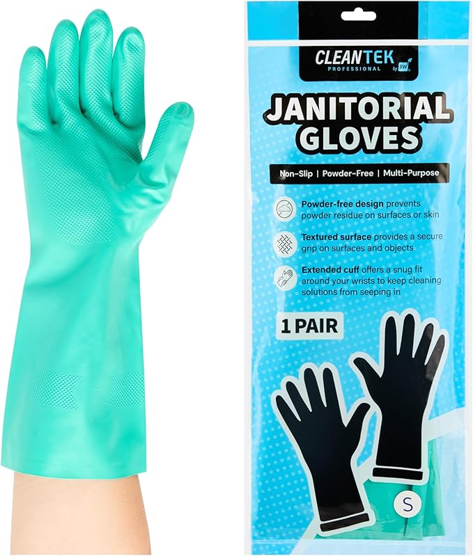 Nitrile Gloves 10 Count 15 mil Chemical Resistant Gloves Abrasion-Resistant Kitchen Cleaning Latex-Free Green