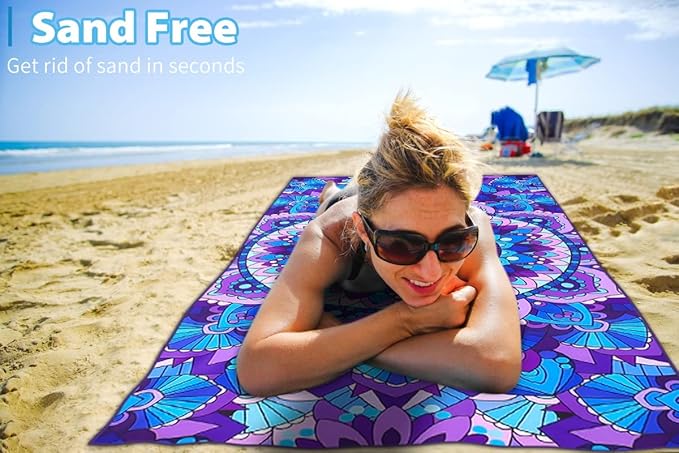 Microfiber Sand Free Beach Towel Thin Quick Dry Super Absorbent Oversized Large Lightweight Towels for Travel Sports Pool Swimming Bath Camping Yoga Girls Women Adults