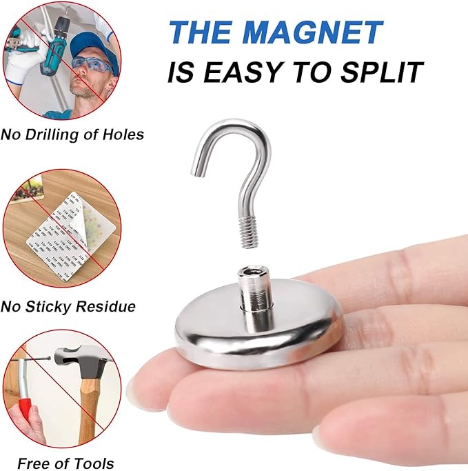 LOVIMAG 120LBS Heavy Duty Magnetic Hooks, Strong Neodymium Magnet Hooks for Home, Kitchen, Workplace, Office 32mm-12p