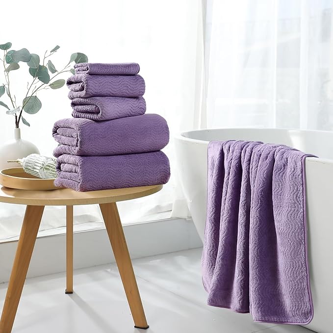 4 Piece Extra Large Bath Towel 35"x70" Oversized Bath Sheet Bath Towel Set for Bathroom Ultra Soft Cozy Highly Absorbent Quick Dry Bathroom Towel for Spa Gym Hotel,Shower Towel for Daily Use,Purple