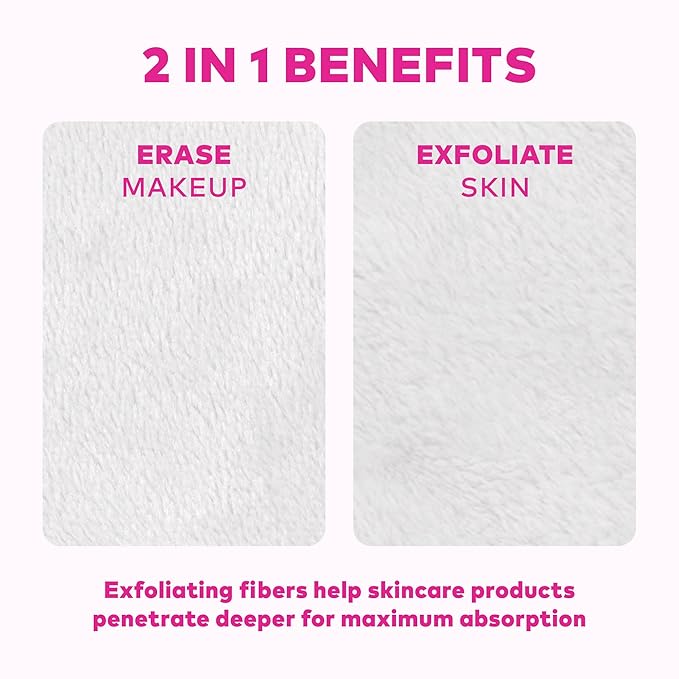The Original MakeUp Eraser 7-Day Set, Erase All Makeup with Just Water, Including Waterproof Mascara, Eyeliner, Foundation, Lipstick, Sunscreen, and More! Fab-Bow-Lous, 7ct.