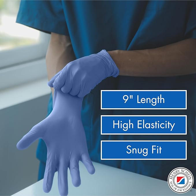Henry Schein Criterion N200 Nitrile Exam Gloves, Latex-Free, Textured, Blue, Disposable, Ambidextrous, 200/Box
